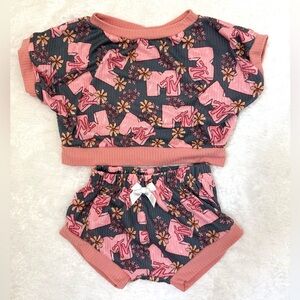 MTV Kids Pink & Gray Matching Set - Short Sleeve Top & Shorts